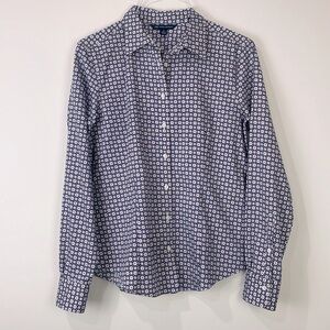 Brooks Brothers 346 Cotton Button Down Shirt Womens Size 6 Navy Blue Pink White